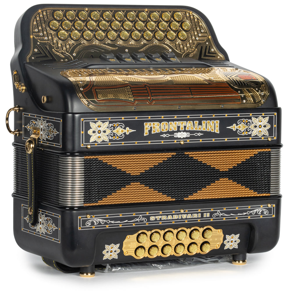 Frontalini Stradivari II 5 Switch FBE Accordion in Matte Black and Gold