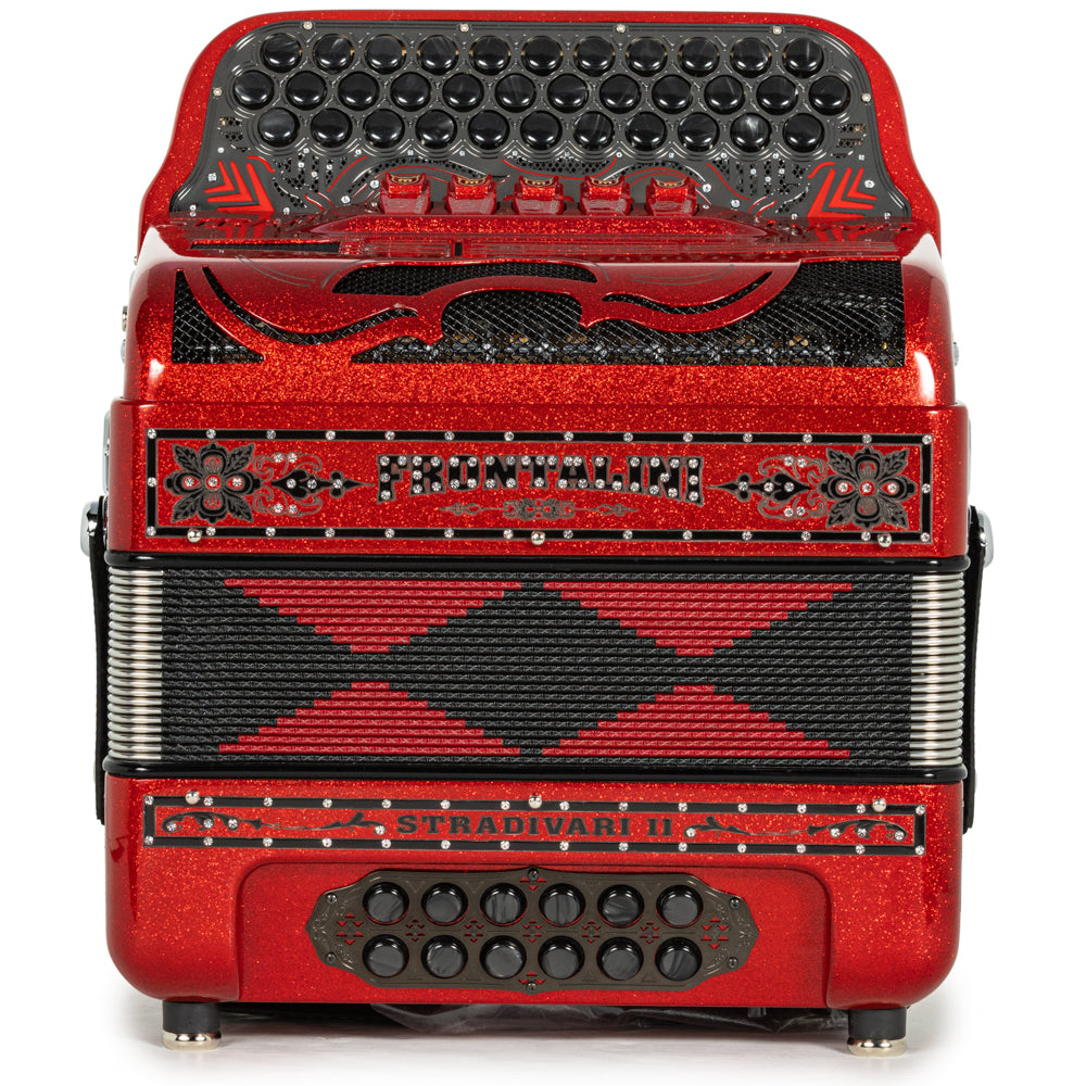 Frontalini Stradivari II 5 Switch FBE Accordion in Red Glitter with Black