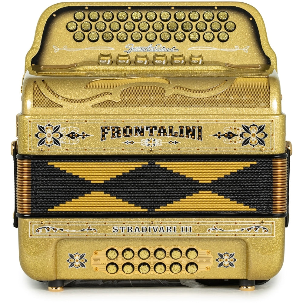 Frontalini Stradivari III 6 Switch 2-Tone FBE-EAD Accordion Golden Glitter with Black