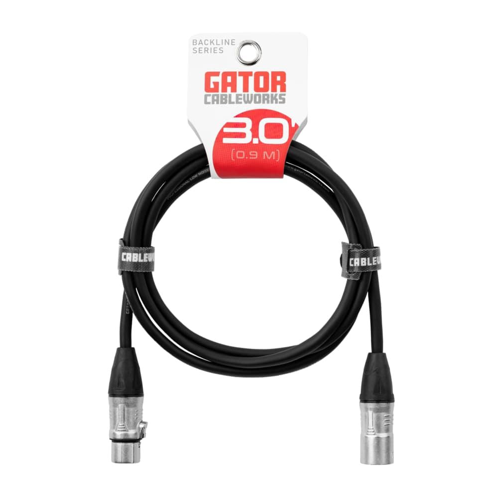 3 Foot XLR Microphone Cable-cables-Gator-Gator Cableworks-Hermes Music