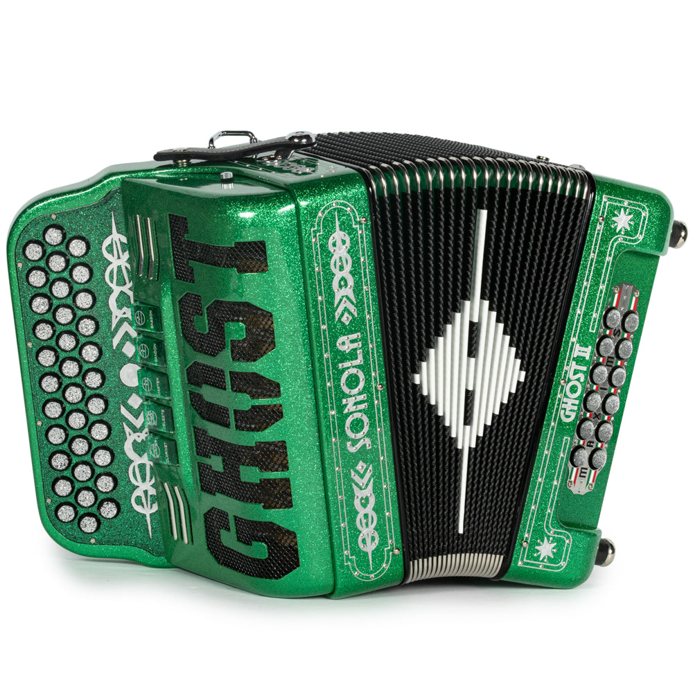 Sonola Ghost II Ultra Compact Accordion 5 Switch FBE Green Glitter