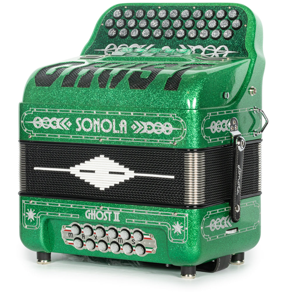 Sonola Ghost II Ultra Compact Accordion 5 Switch FBE Green Glitter