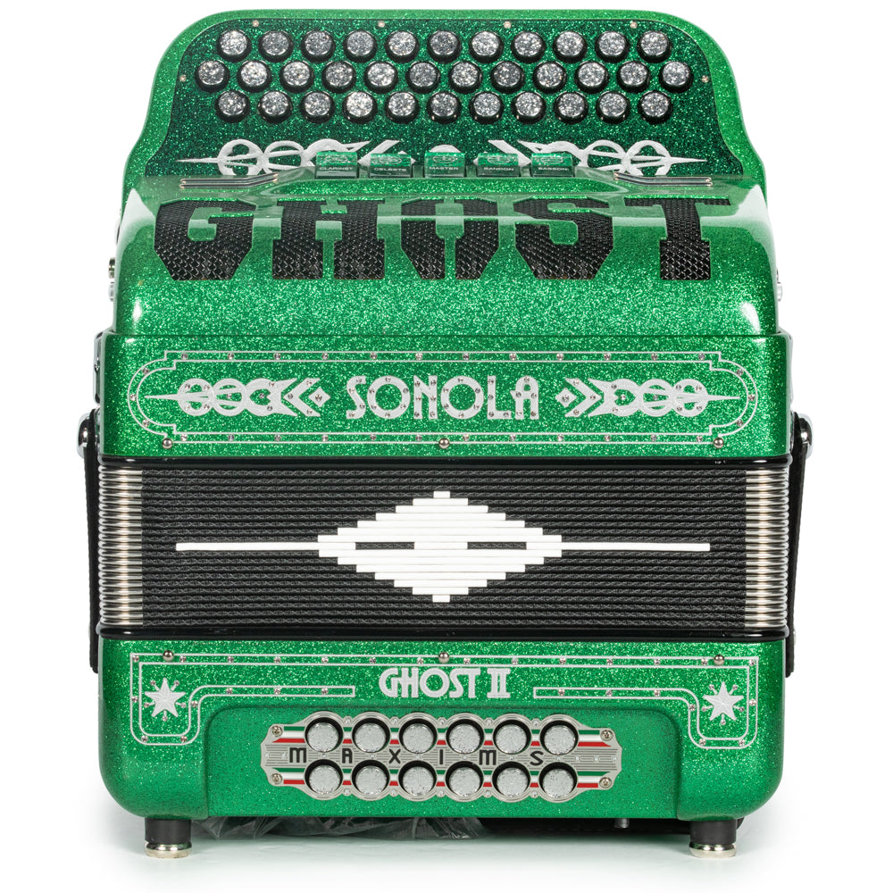 Sonola Ghost II Ultra Compact Accordion 5 Switch FBE Green Glitter