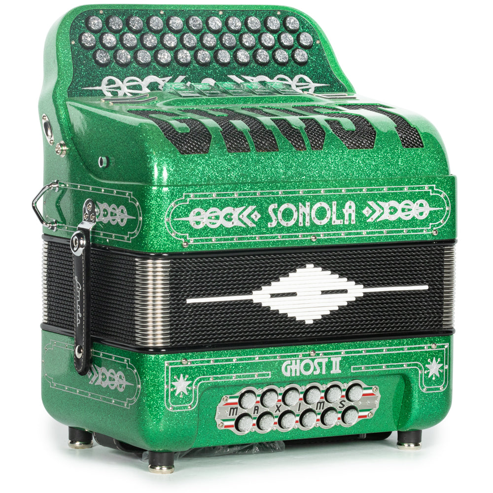 Sonola Ghost II Ultra Compact Accordion 5 Switch FBE Green Glitter
