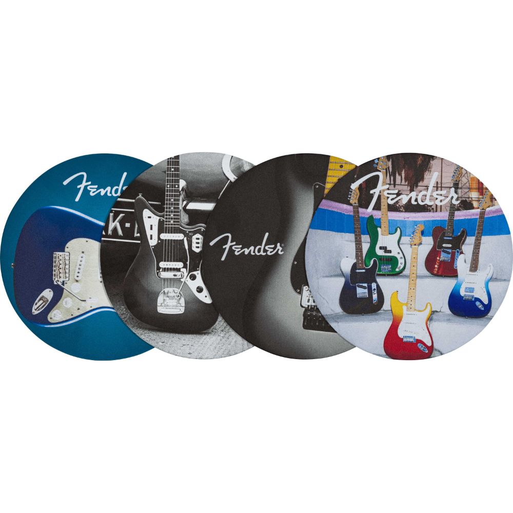 Fender Guitar Coaster Set, 4-Pack, Multi-Color Leather-accessories-Fender-Hermes Music