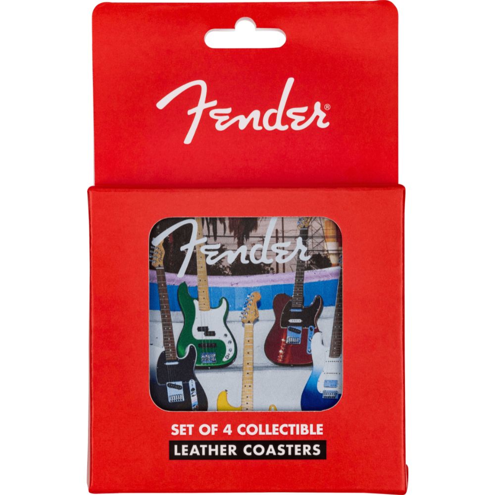 Fender Guitar Coaster Set, 4-Pack, Multi-Color Leather-accessories-Fender-Hermes Music