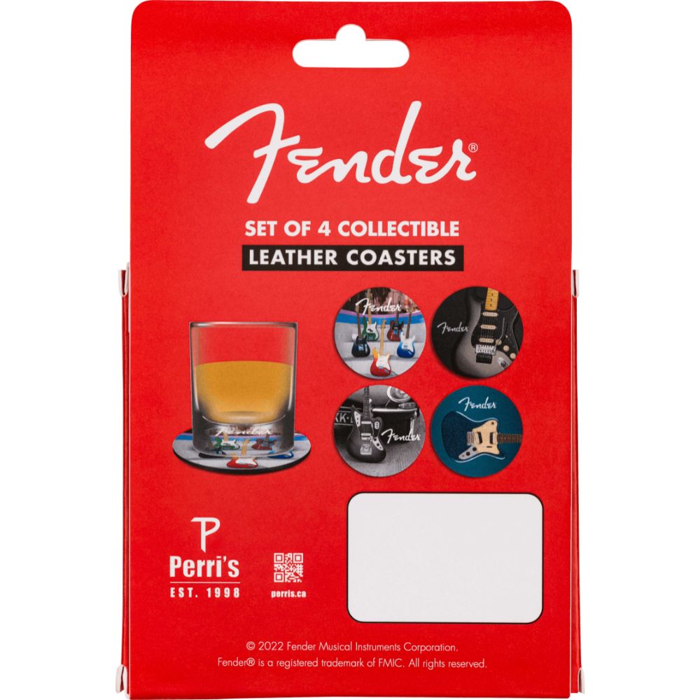 Fender Guitar Coaster Set, 4-Pack, Multi-Color Leather-accessories-Fender-Hermes Music