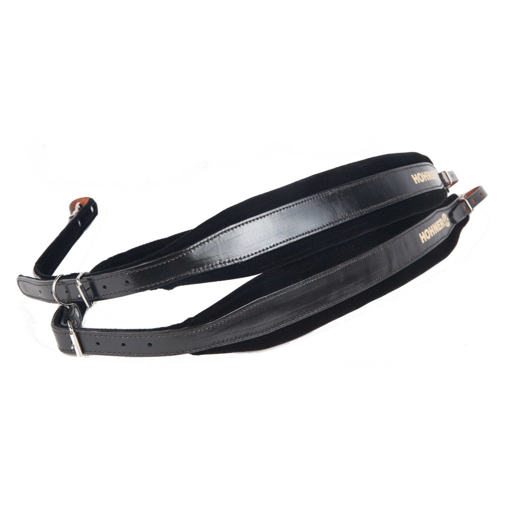 Hohner Accordion Straps Black Leather-accessories-Hohner- Hermes Music