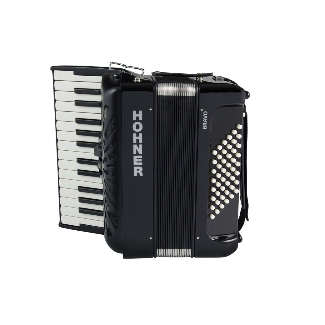 Hohner Bravo II Key Accordion with 48 Bass Buttons - Black-accordion-Hohner- Hermes Music