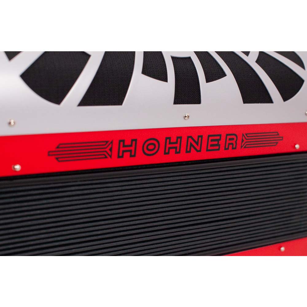 Hohner Compadre Accordion GCF Red with Gray Grill and Cantabella Straps Bundle-accordion-Hermes Music- Hermes Music