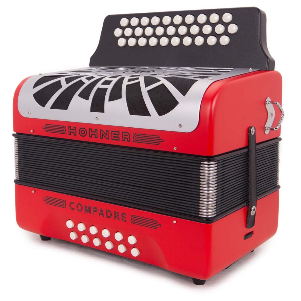 Hohner Compadre Accordion No Switch GCF Matte Red with Gray-accordion-Hohner- Hermes Music