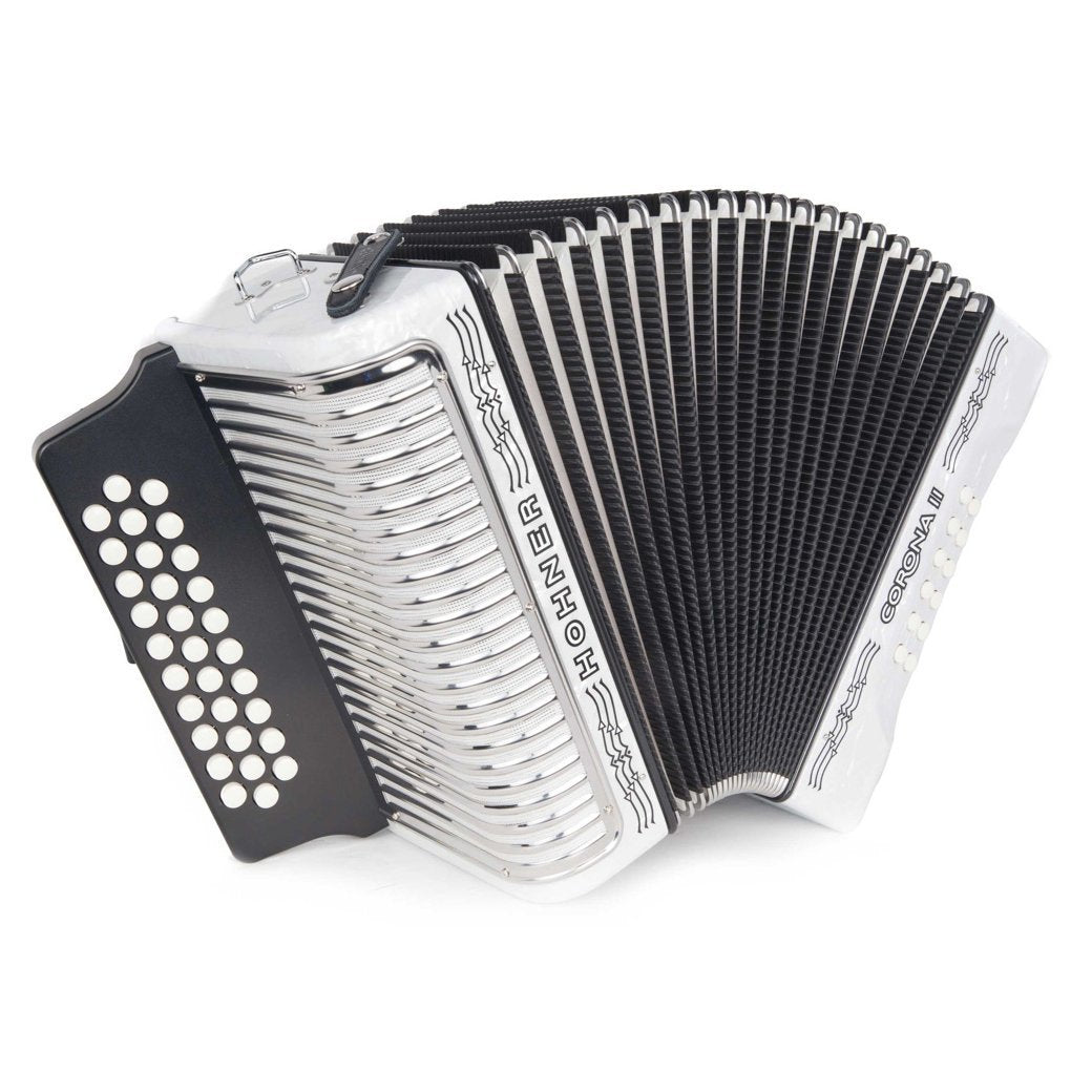 Hohner Corona II GCF Pearl White Accordion-accordion-Hohner- Hermes Music