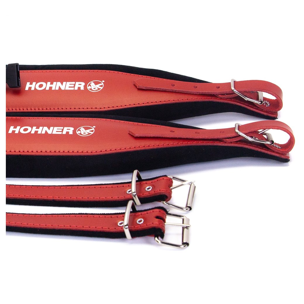 Accordion Shoulder Straps - PU Leather Adjustable Straps For 16-120 Bass Accordions (Red)