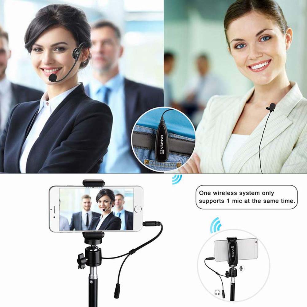 Kimafun KM-G102-3 Wireless Lavalier Vocal Lapel and Headset Microphone System-microphone-Kimafun- Hermes Music