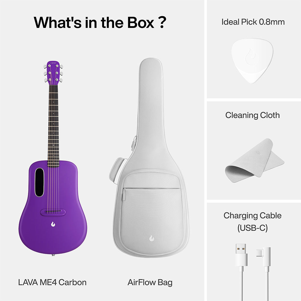 Lava Music LAVA ME 4 CARBON Purple 36" Acoustic/Electric Guitar w/Bag-Guitar-Lava Music-Hermes Music