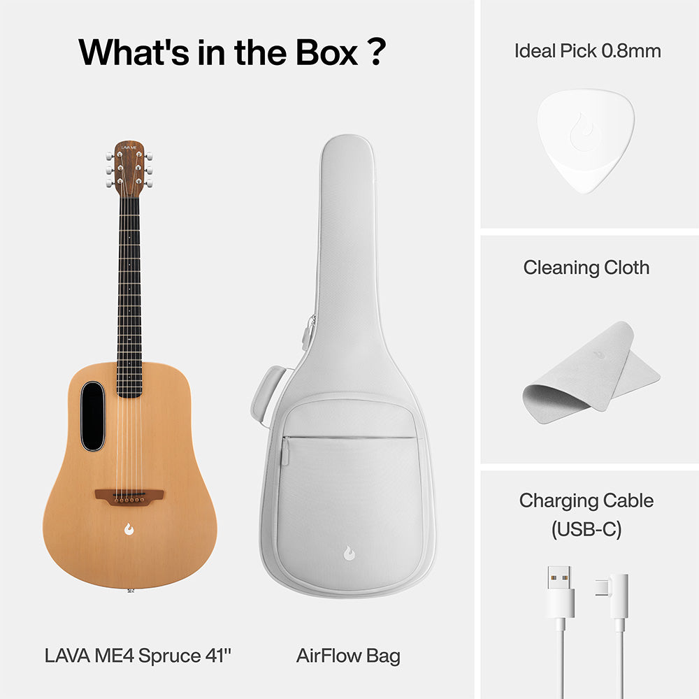 Lava Music LAVA ME 4 Spruce Woodgrain Brown 41" Acoustic-Electric Guitar w/Bag-Guitar-Lava Music-Hermes Music