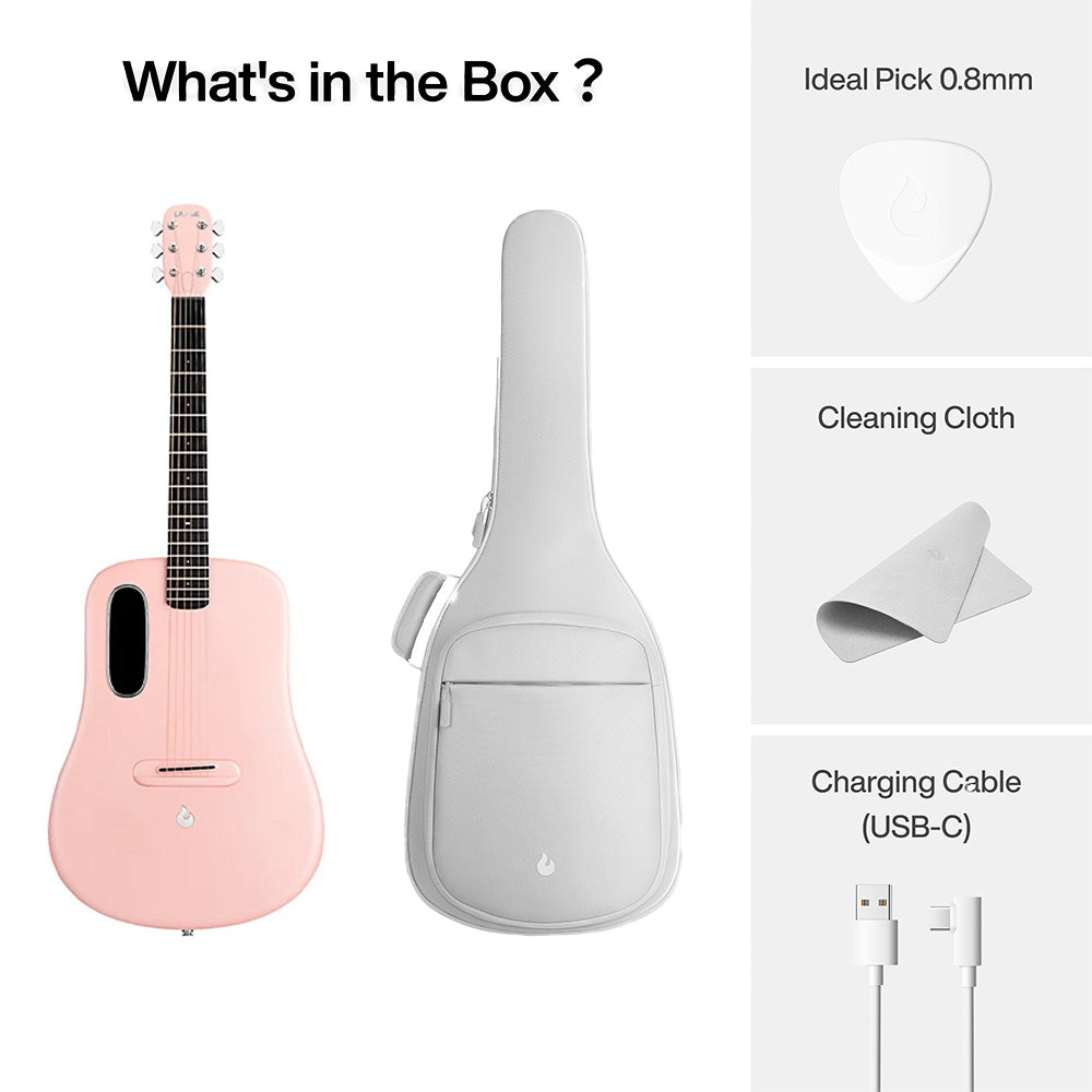 Lava Music LAVA ME 4 CARBON Pink 38" Acoustic-Electric Guitar w/Bag-Guitar-Lava Music-Hermes Music