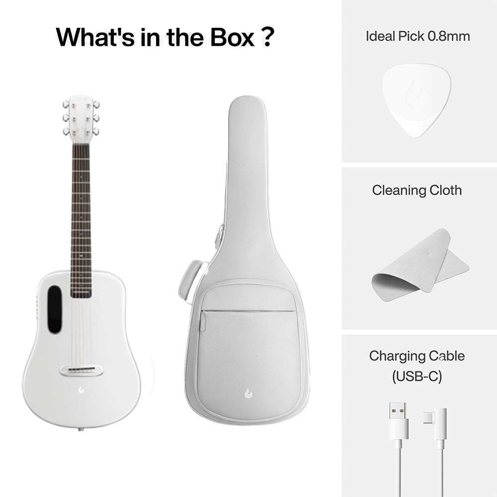 Lava Music LAVA ME Air Carbon Silver 36" Acoustic-Electric Guitar w/Bag-Guitar-Lava Music-Hermes Music