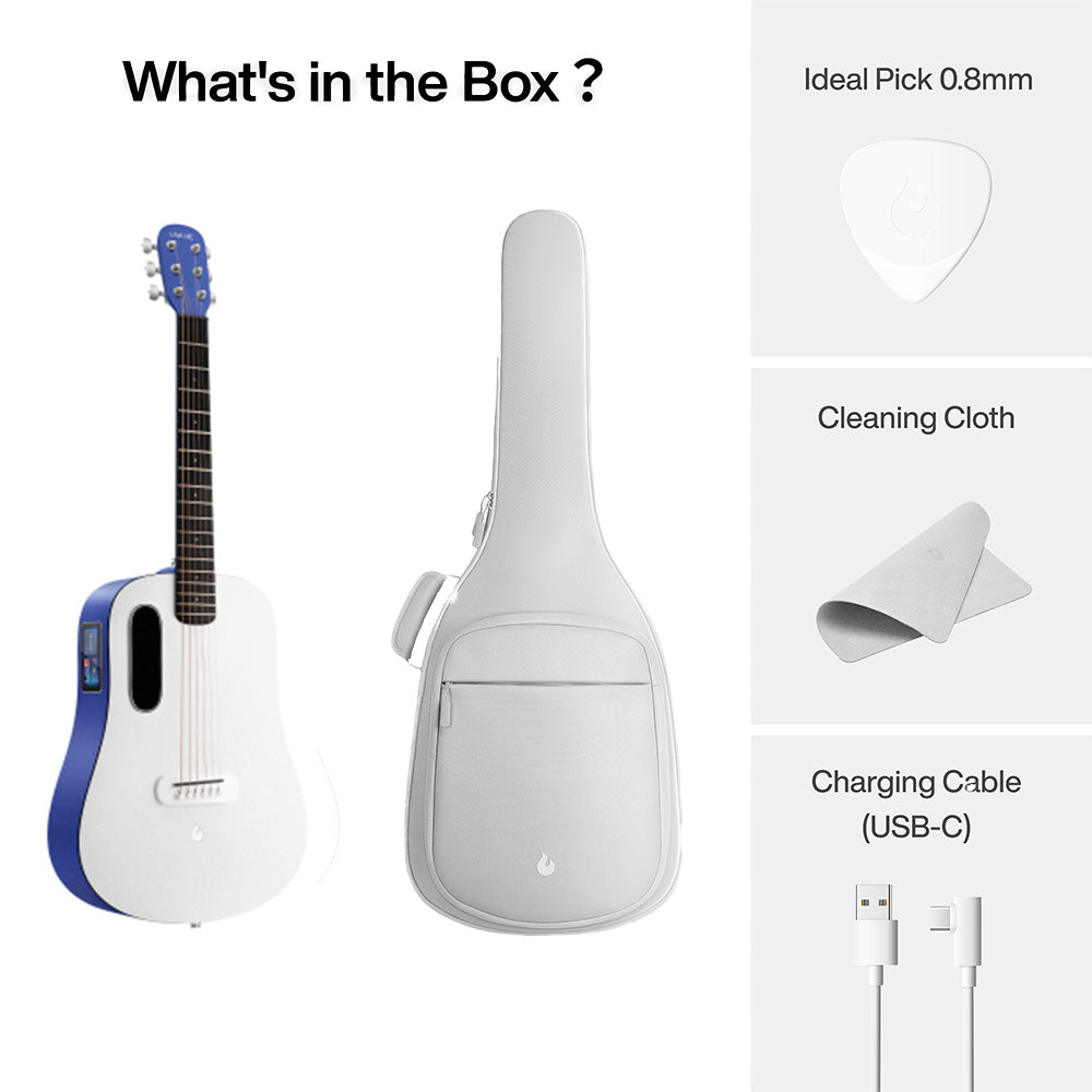 Lava Music LAVA ME Play White with Blue 36" Acoustic-Electric Guitar w/Bag-Guitar-Lava Music-Hermes Music