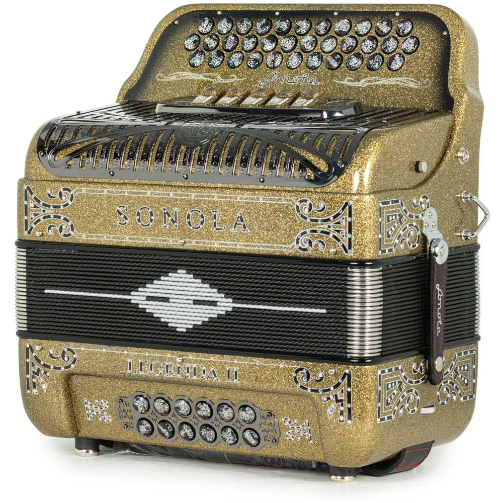 Sonola Legenda II Compact Accordion 5 Switch FBE Gold Glitter with Black