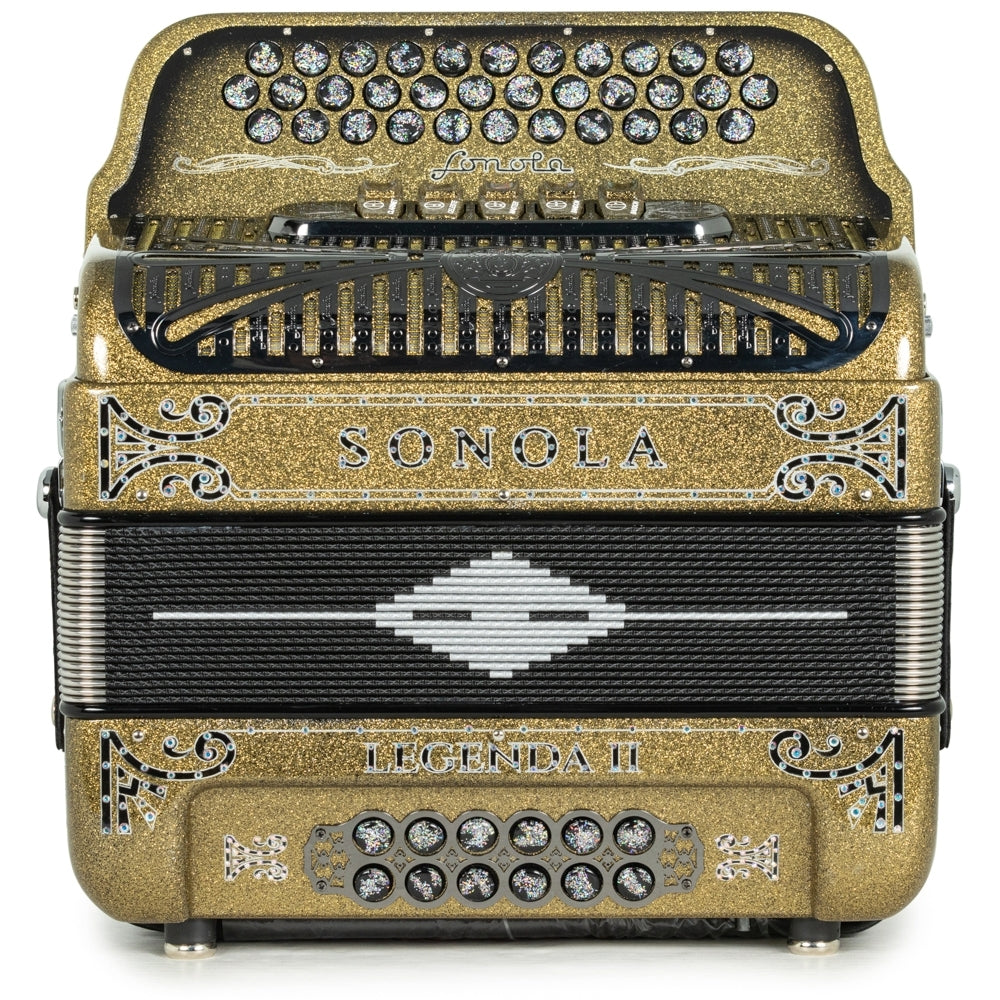 Sonola Legenda II Compact Accordion 5 Switch FBE Gold Glitter with Black