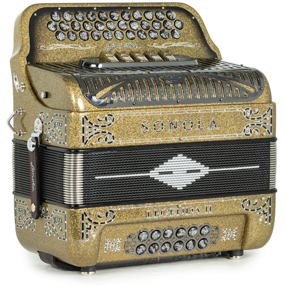 Sonola Legenda II Compact Accordion 5 Switch FBE Gold Glitter with Black