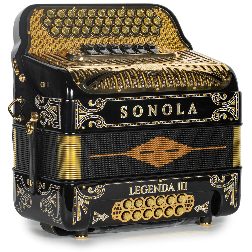 Sonola Legenda III Accordion 6 Switch FBE-EAD Black with Gold