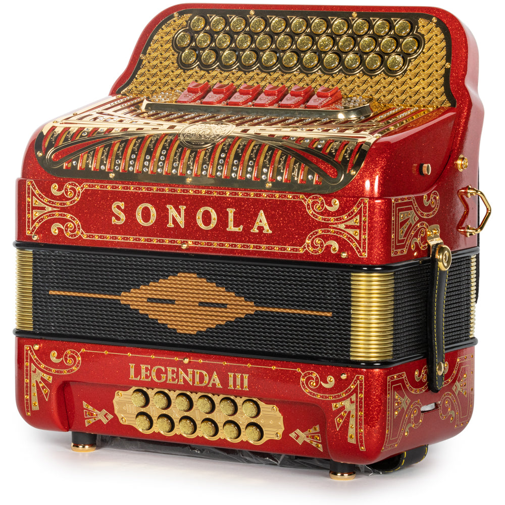 Sonola Legenda III Accordion 6 Switch FBE-EAD Red Glitter with Gold