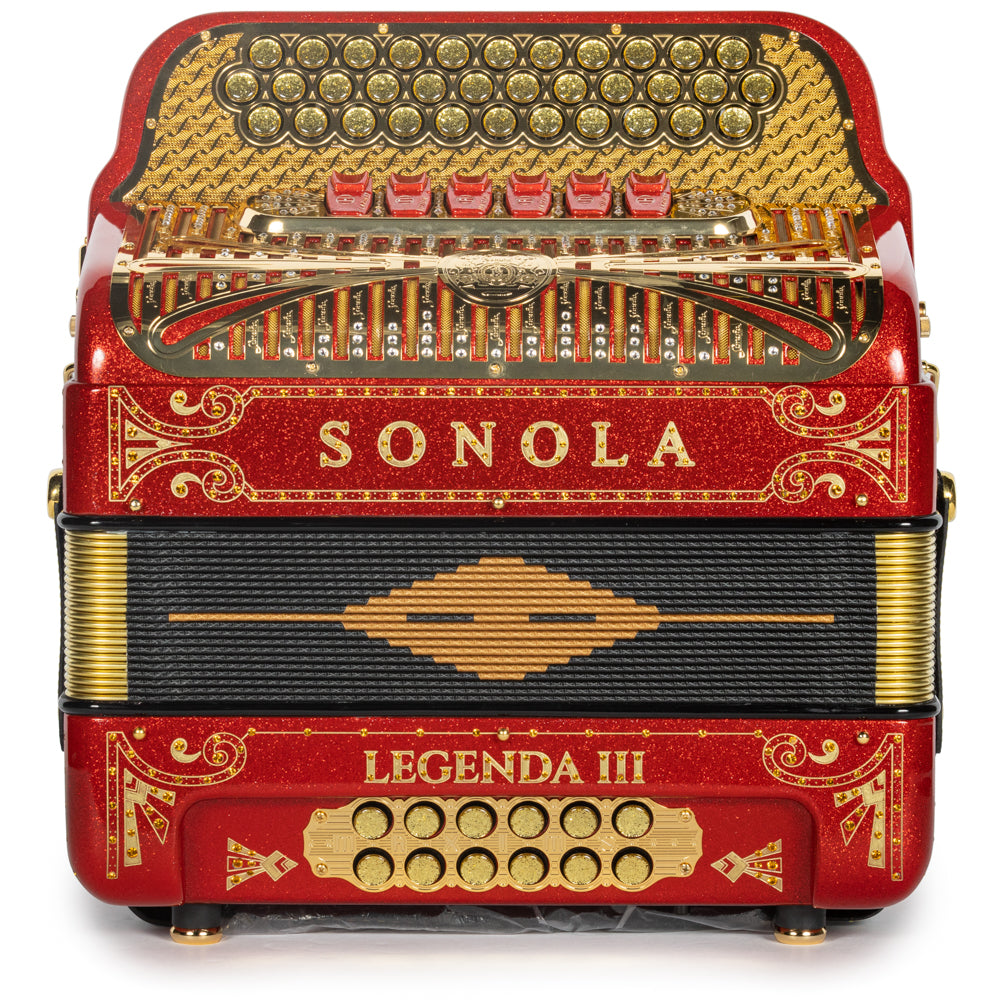 Sonola Legenda III Accordion 6 Switch FBE-EAD Red Glitter with Gold