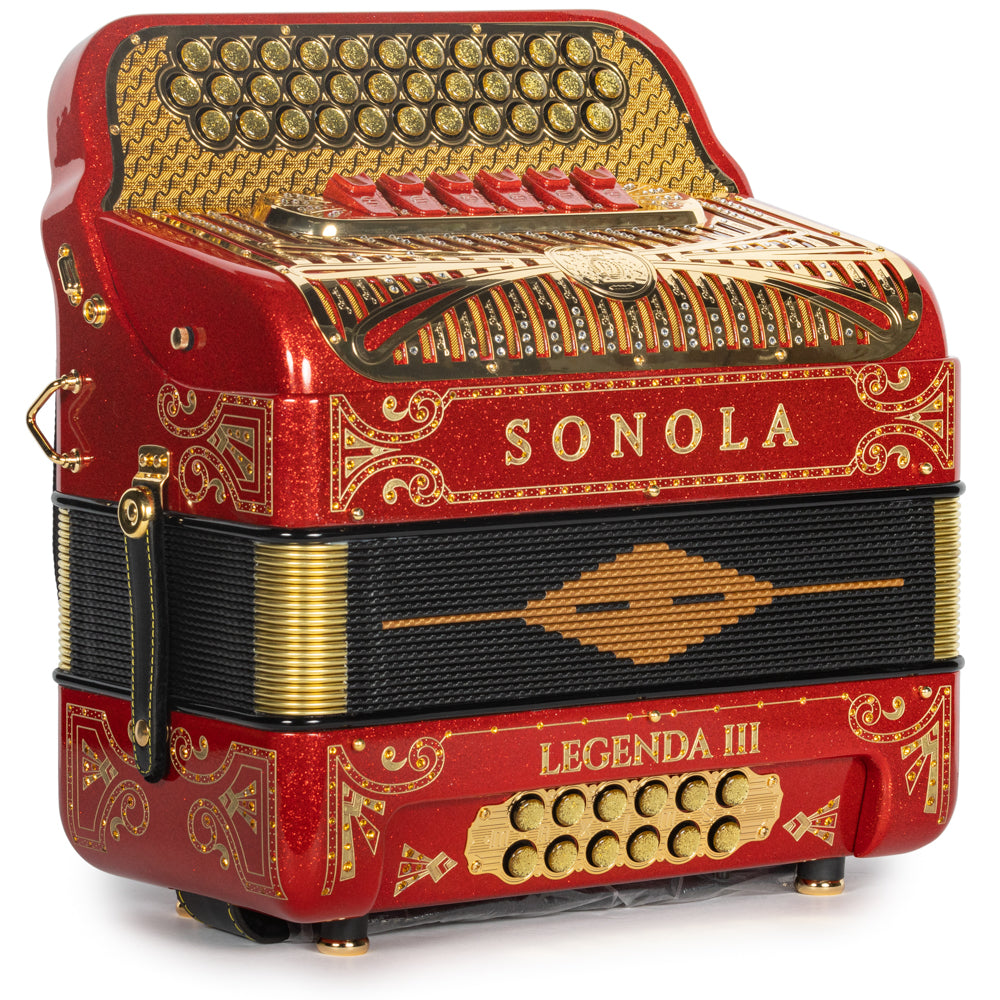 Sonola Legenda III Accordion 6 Switch FBE-EAD Red Glitter with Gold