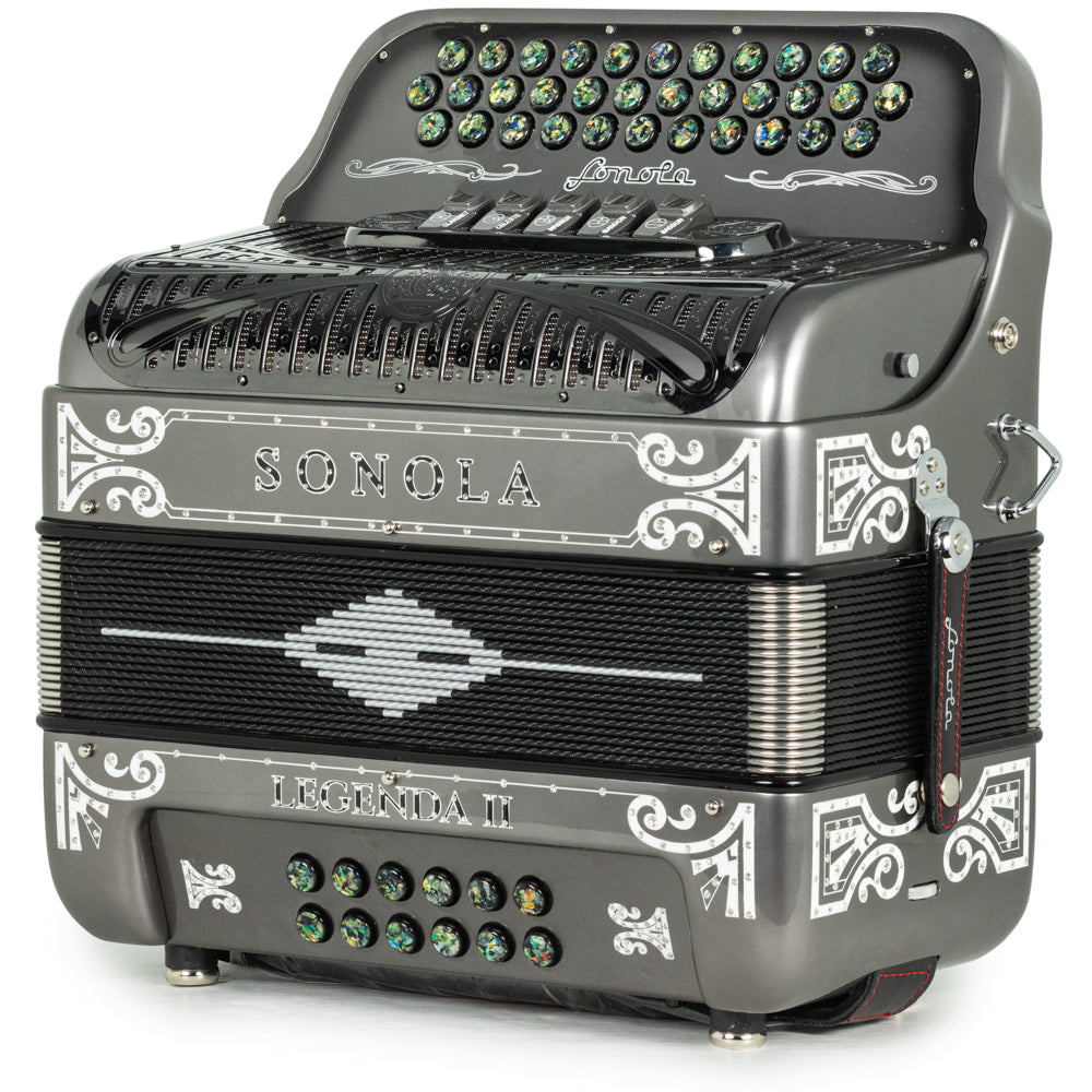 Sonola Legenda II Compact Accordion 5 Switch GCF Metallic Grey with White