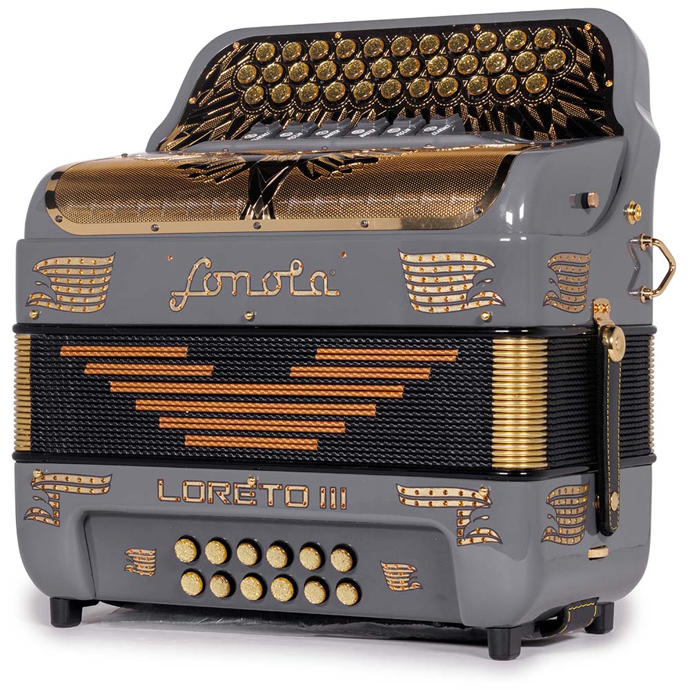 Sonola Loreto III Accordion 6 Switch FBE-GCF Dark Grey with Gold Designs