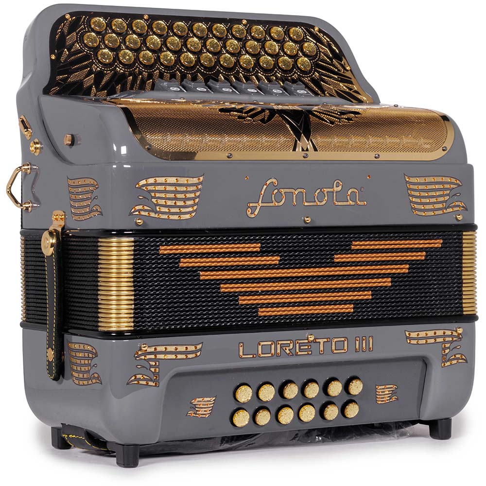 Sonola Loreto III Accordion 6 Switch FBE-GCF Dark Grey with Gold Designs