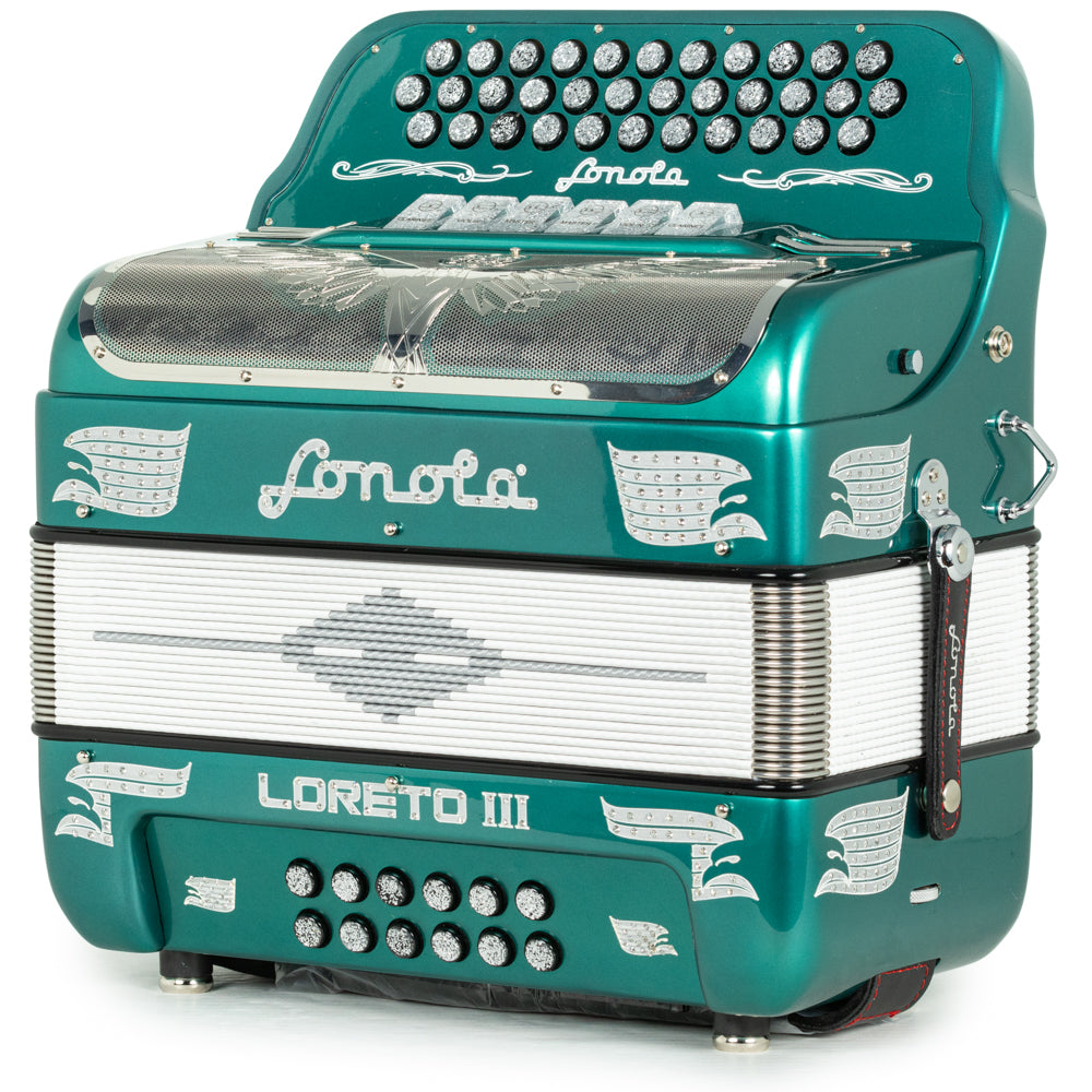 Sonola Loreto III Accordion 6 Switch 2-Tone FBE-EAD Teal with Silver
