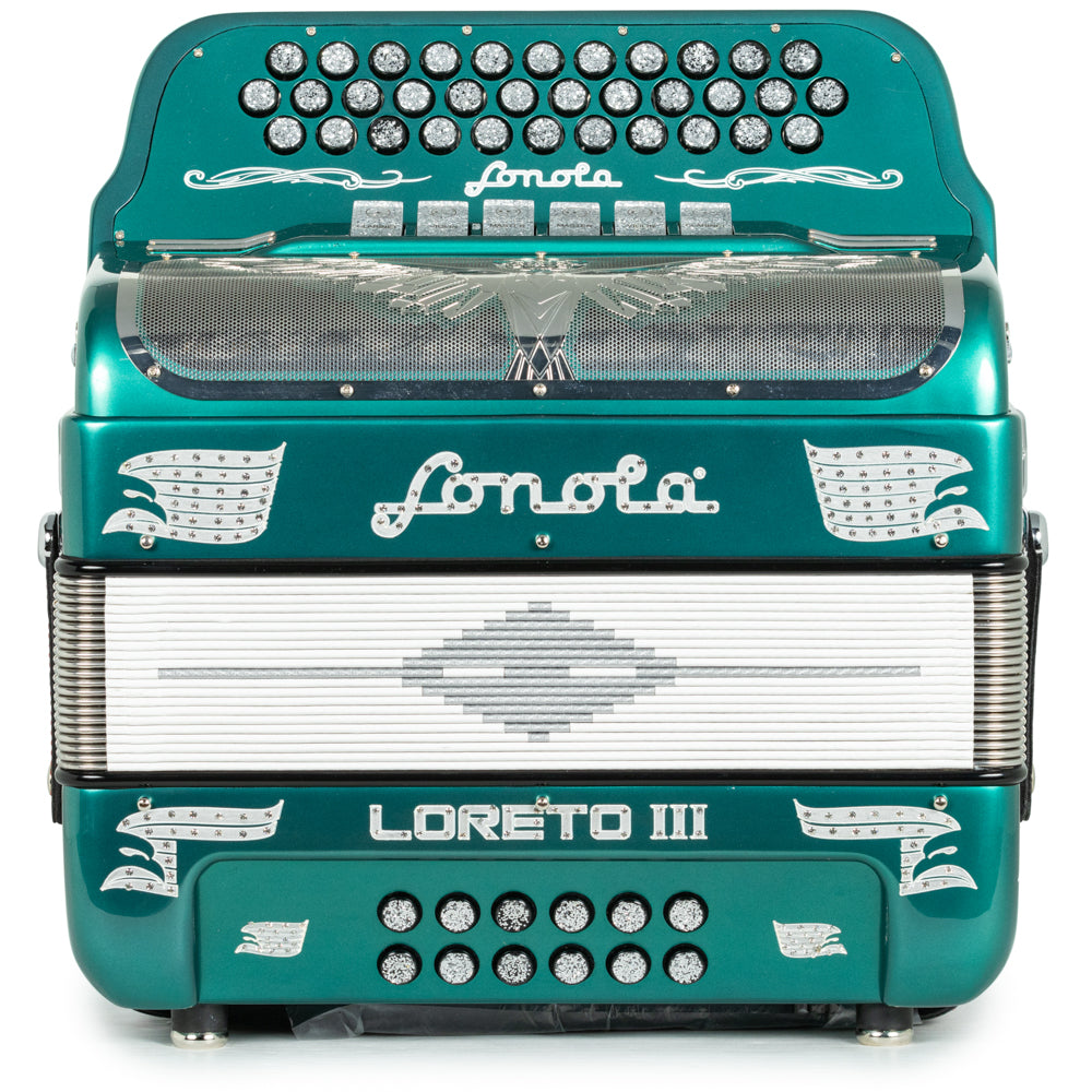 Sonola Loreto III Accordion 6 Switch 2-Tone FBE-EAD Teal with Silver