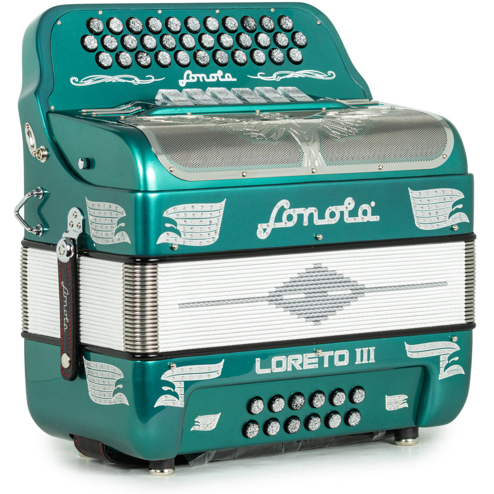 Sonola Loreto III Accordion 6 Switch 2-Tone FBE-EAD Teal with Silver