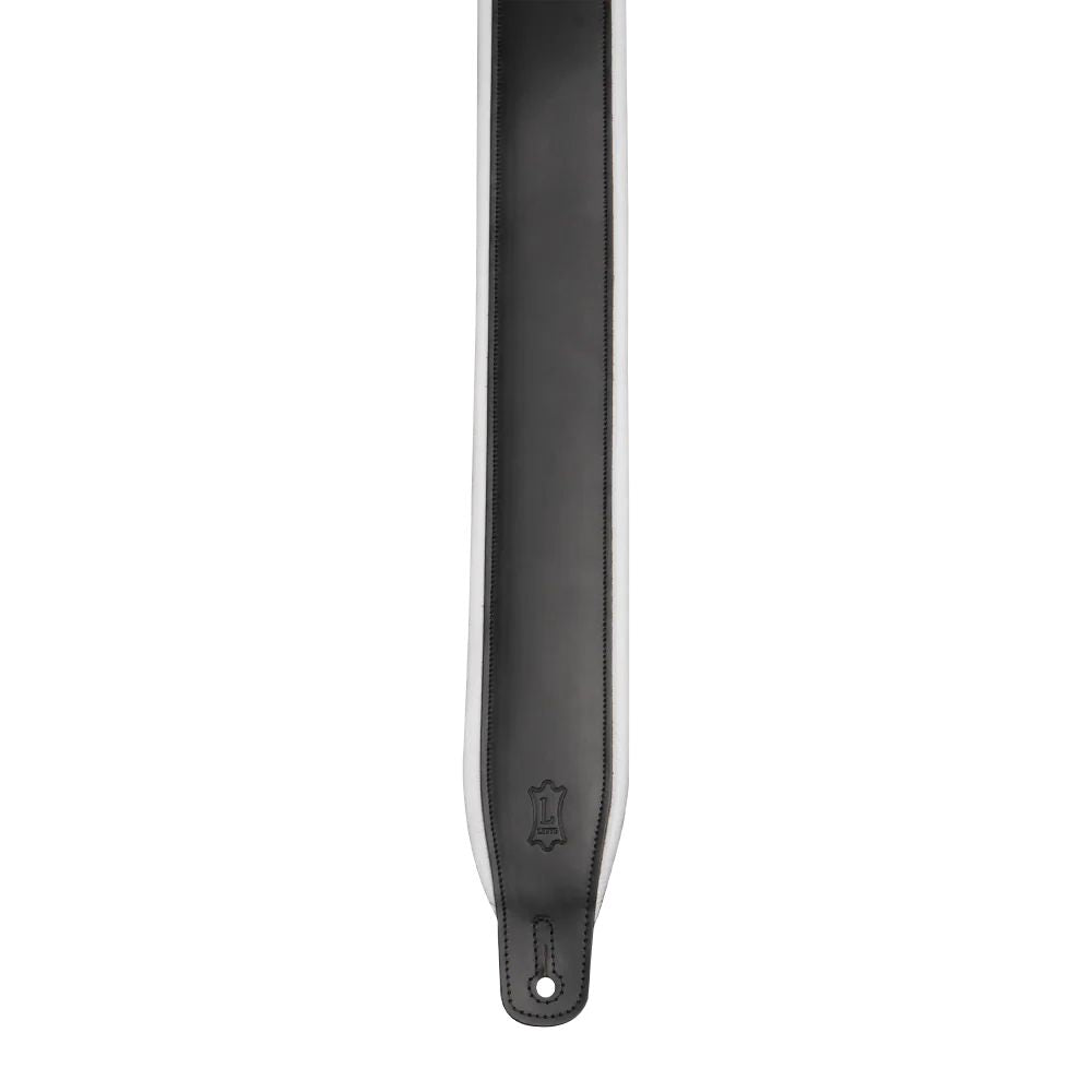 Levy Amped Leather Series Guitar Strap in Black and White