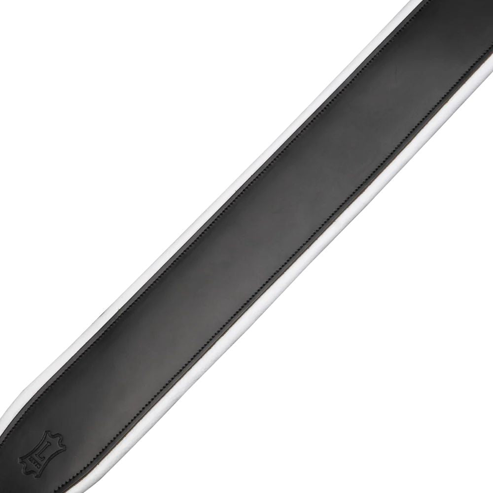 Levy Amped Leather Series Guitar Strap in Black and White