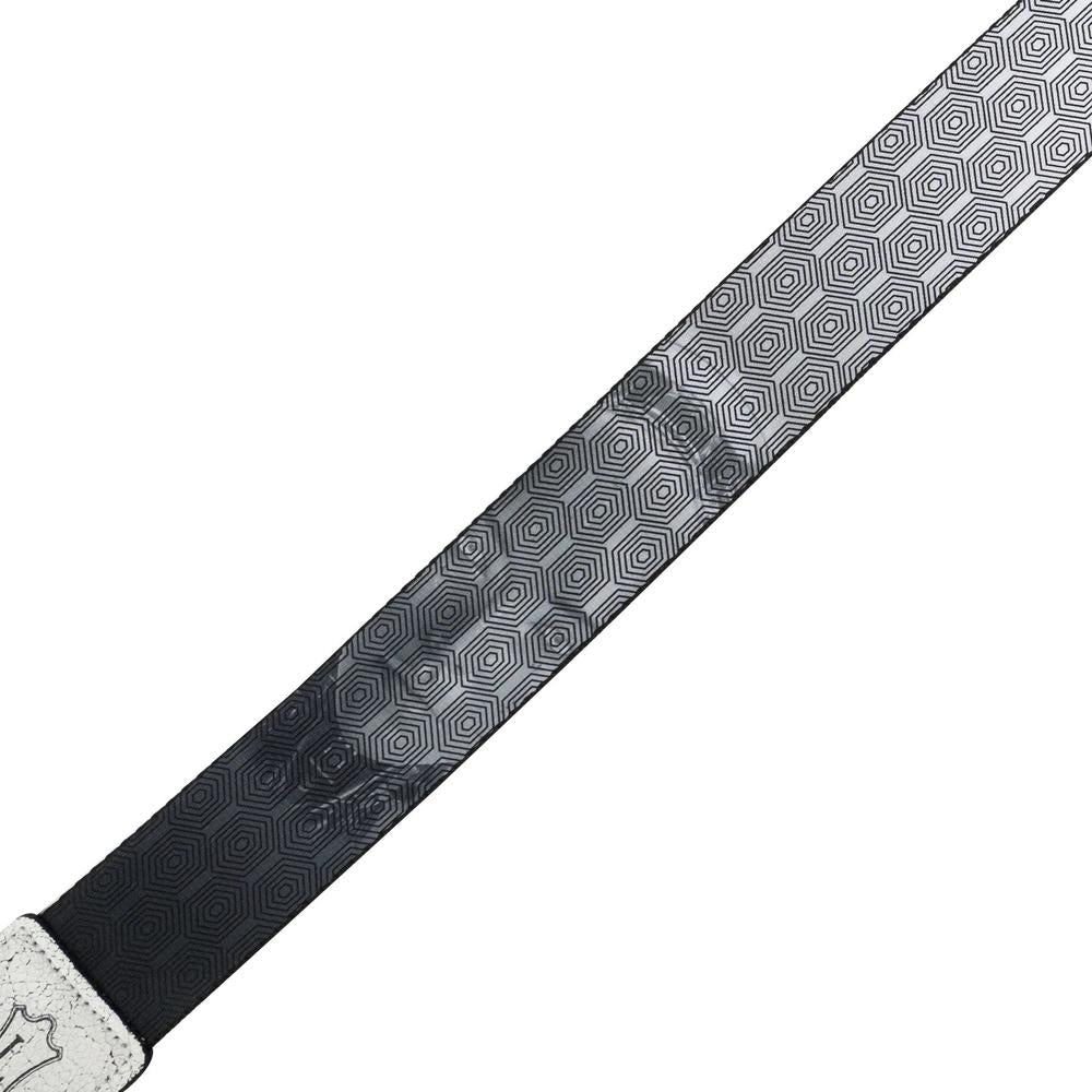 Levy Optical Illusion Series Poly Guitar Strap in Black and White Robot Print