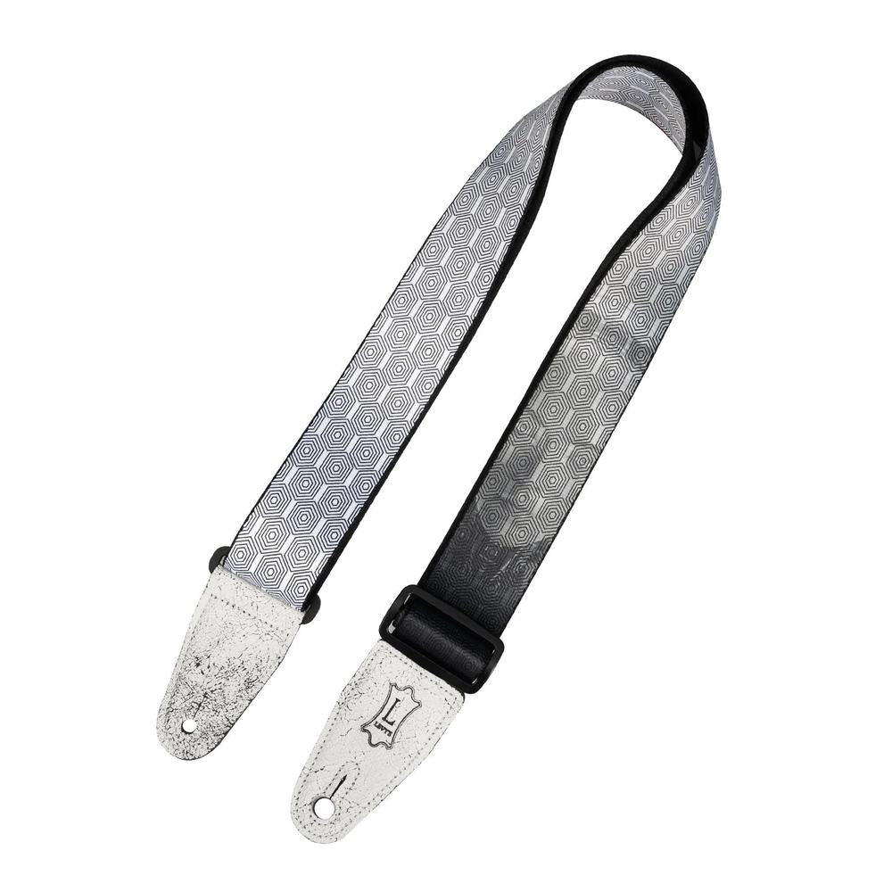 Levy Optical Illusion Series Poly Guitar Strap in Black and White Robot Print