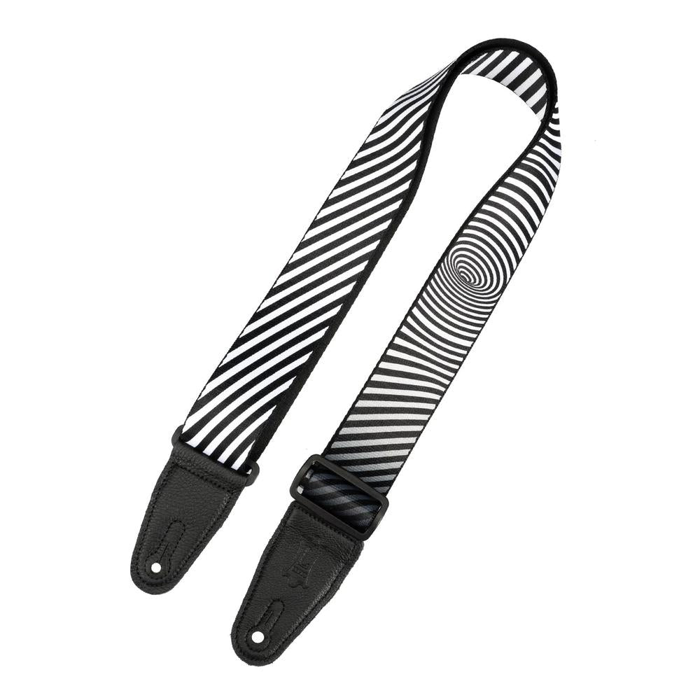Levy Optical Illusion Series Poly Guitar Strap in Black and White Wormhole