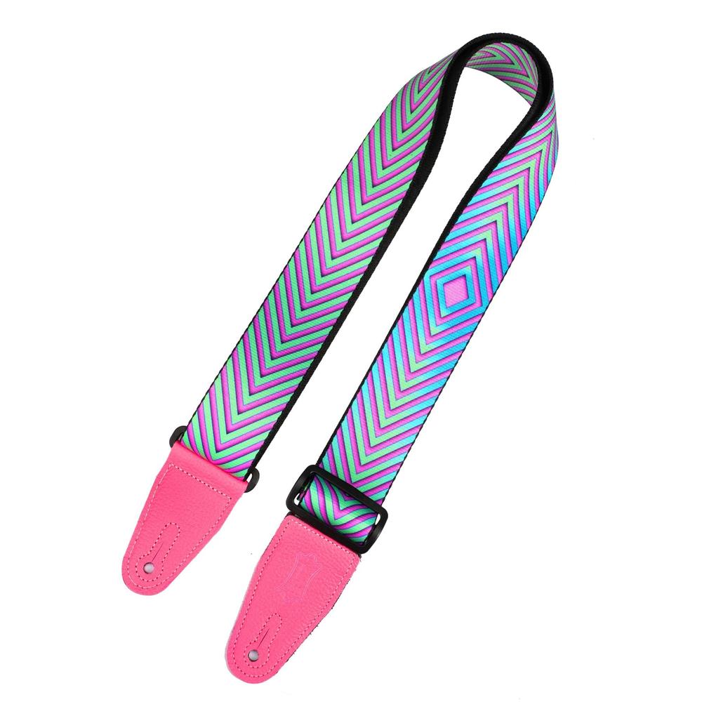 Levy Optical Illusion Series Poly Guitar Strap in Hot Pink Distortion