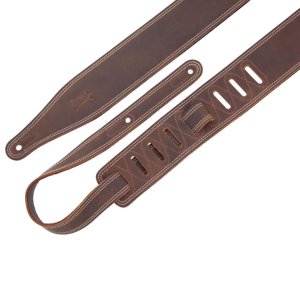 Levy's M17BDS-DBR Butter Double Stitch 2.5-inch Wide Garment Leather Guitar Strap