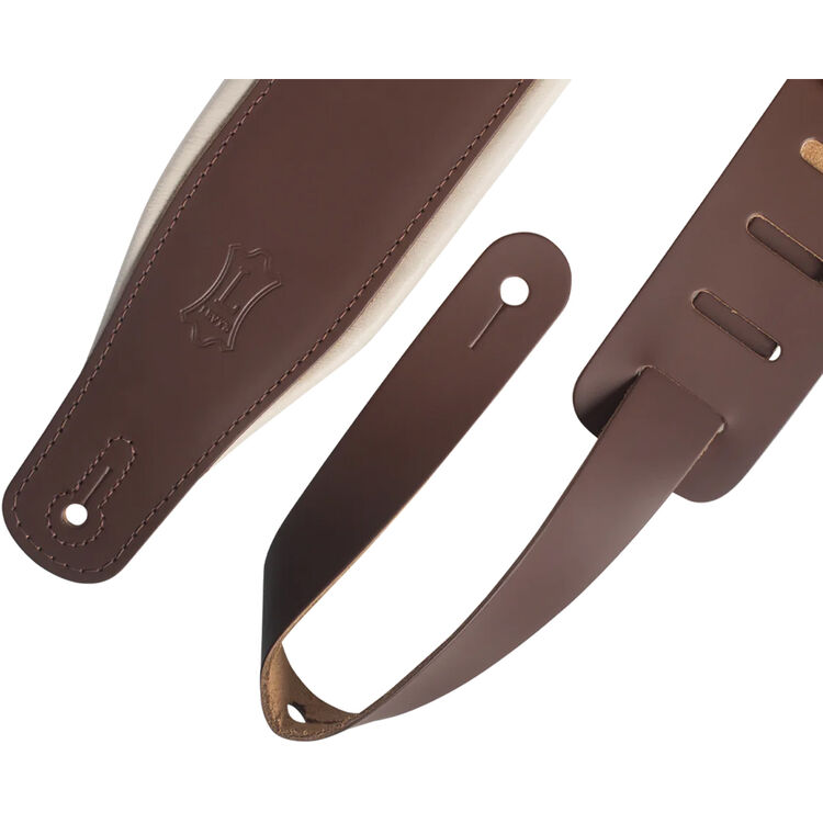 Levy's M26PD-BRN_CRM Top Grain Leather Guitar Strap - Brown and Cream