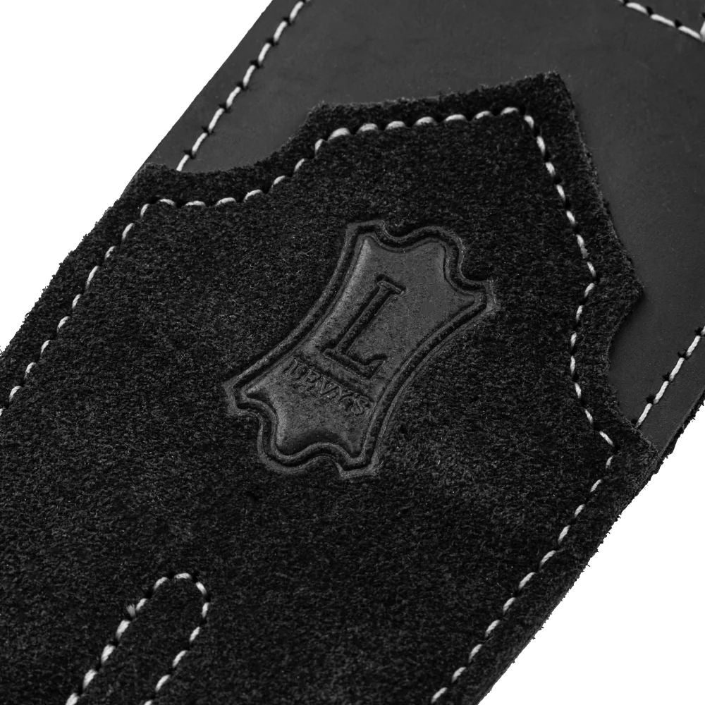 Levy Sunbird Series Leather Guitar Strap Sun and Moon Pattern in Black