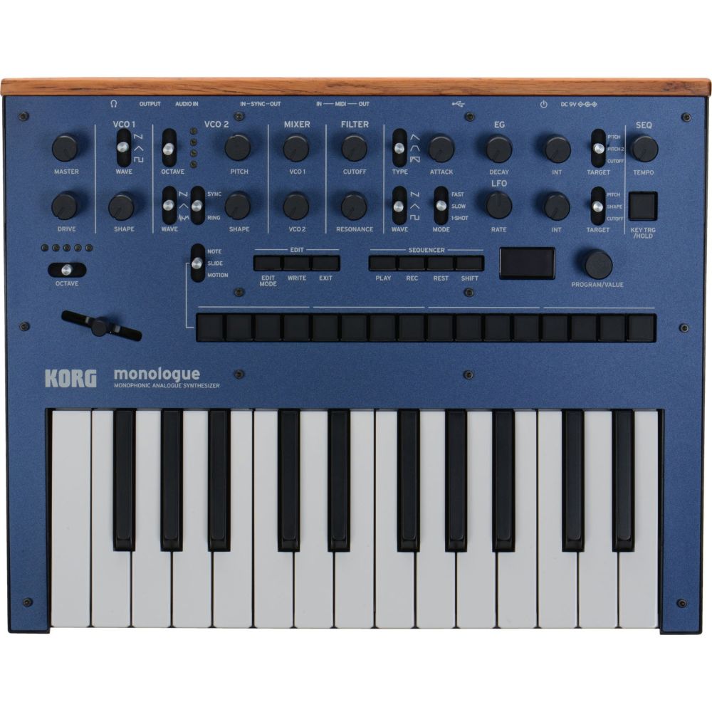 Korg Monologue Monophonic Analog Synthesizer in Blue-synthesizer-keyboard-korg-hermes music