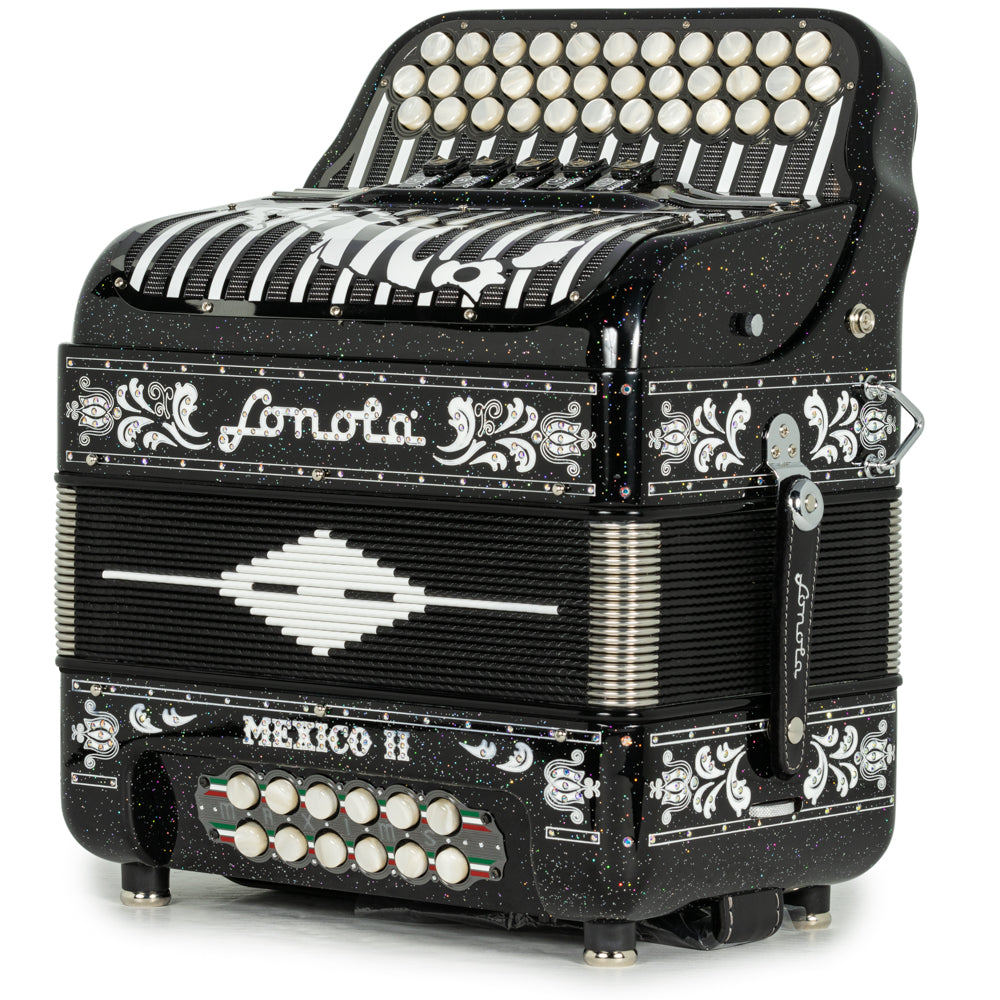 Sonola Mexico II Ultra Compact 5 Switch EAD Accordion Black Glitter with White