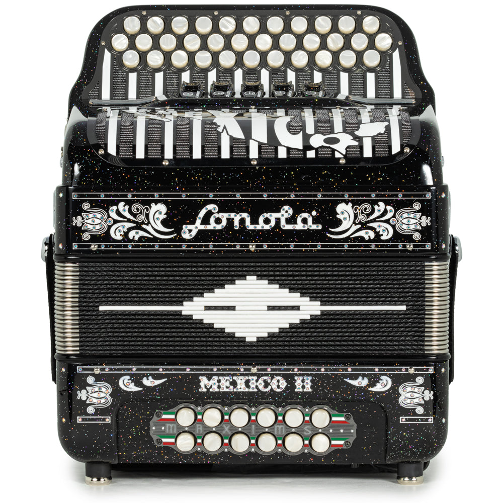 Sonola Mexico II Ultra Compact 5 Switch EAD Accordion Black Glitter with White