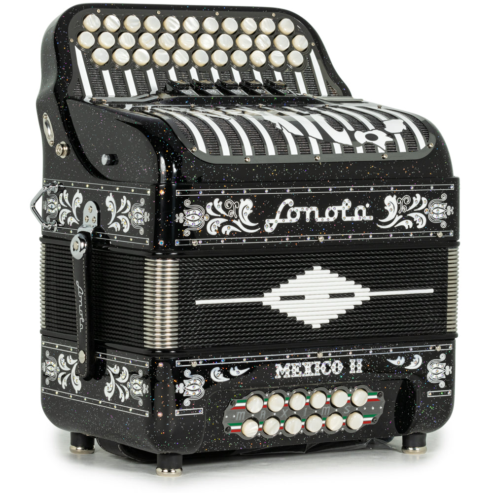 Sonola Mexico II Ultra Compact 5 Switch EAD Accordion Black Glitter with White