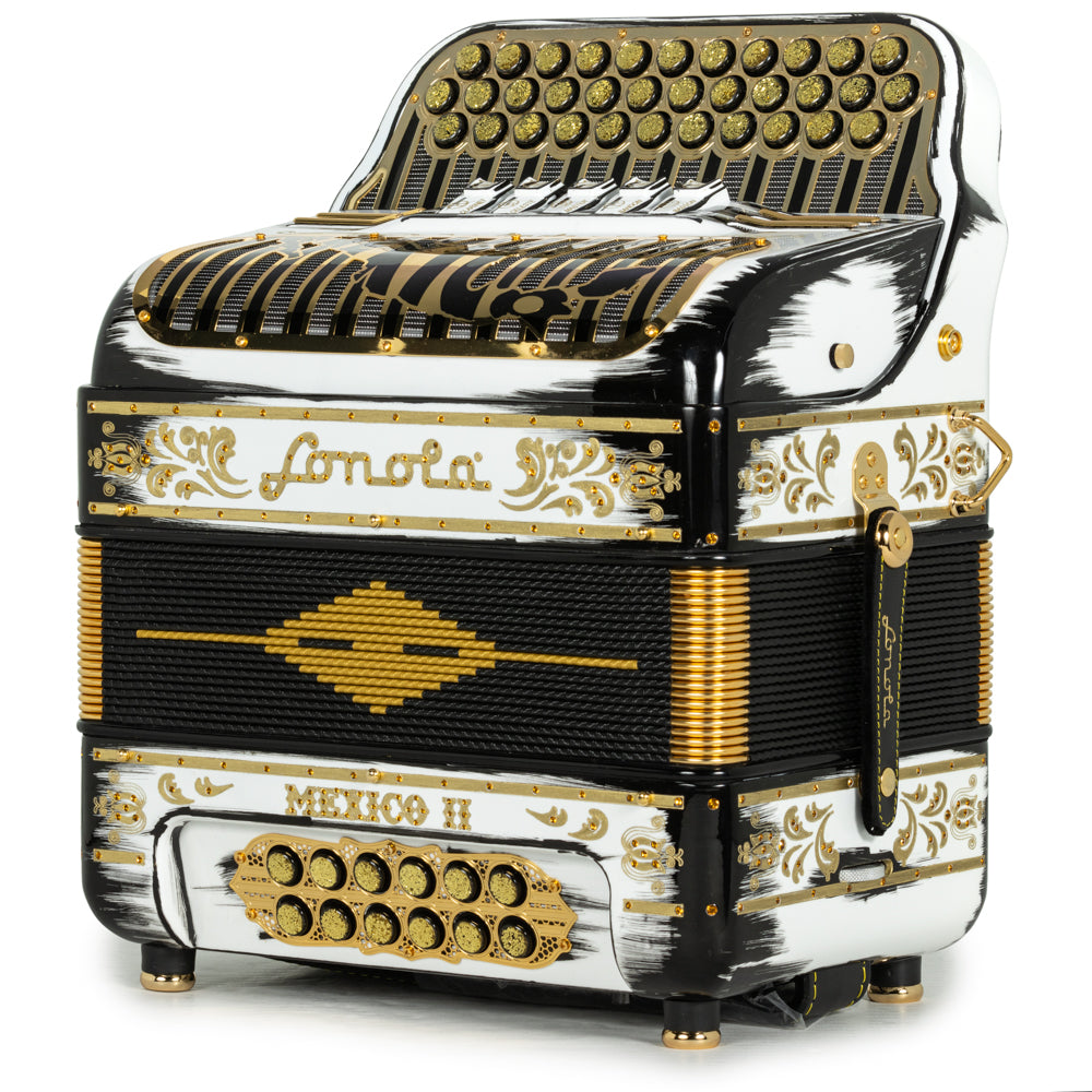 Sonola Mexico II Ultra Compact 5 Switch EAD Accordion Cartoon Gold and Black with White